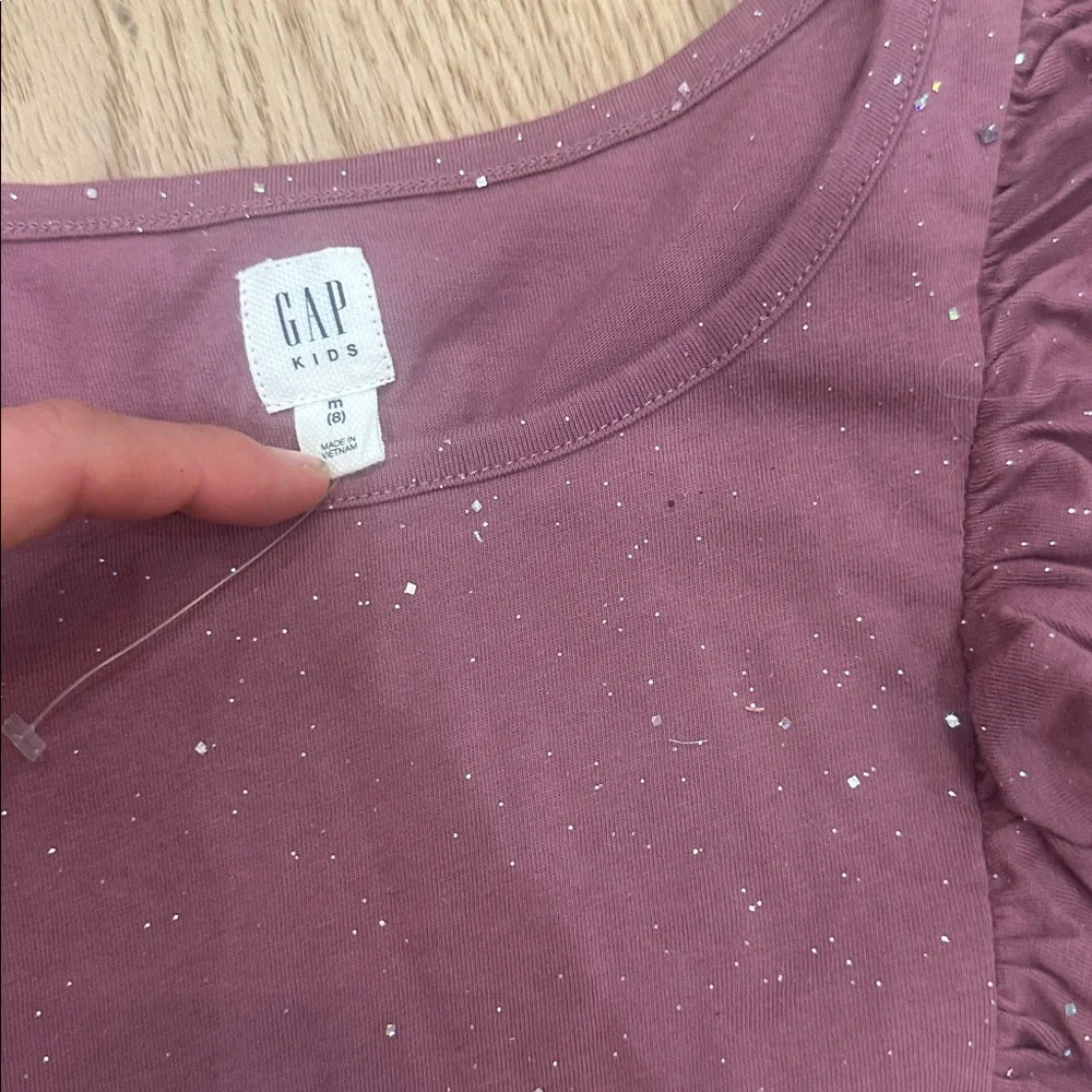 GAP Kids' Mauve Ruffle Long Sleeve Dress 8 sparkle NWOT